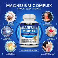 3pack Magnesium Complex 1000mg 8-Element Supplement|     Glycinate, Citrate, Malate, Taurate|     Chelated For Max Absorption|     Bone, Muscle, Recovery & Energy Support|     Vegan Non-GMO, 90 Capsules - Default Color