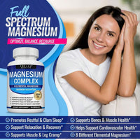 3pack Magnesium Complex 1000mg 8-Element Supplement|     Glycinate, Citrate, Malate, Taurate|     Chelated For Max Absorption|     Bone, Muscle, Recovery & Energy Support|     Vegan Non-GMO, 90 Capsules - Default Color