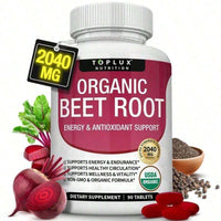 Organic Beet Root Tablets - Nitric Oxide Booster Beetroot Supplement 2040mg Healthcare & Dietary Natural[1PCS] - Default Color
