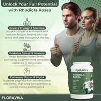 Flash  Floraviva Rhodiola Rosea Capsules For Natural Energy GMO Excluded - 3 Bottle