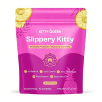 Slippery Kitty Feminine Probiotic + Moisture Gummies - All In One Solution With Slippery Elm 60 Count Pineapple Flavor - 2-pack