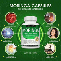1200mg Moringa Capsules -Pure MoringaPowder For Lmmune, Gut Health Rich In EssentialVitamins, Minerals & Plant Protein TosupportEnergy, Wellness & Vitality 90 Capsules Natural Formula - Default Color