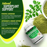 1200mg Moringa Capsules -Pure MoringaPowder For Lmmune, Gut Health Rich In EssentialVitamins, Minerals & Plant Protein TosupportEnergy, Wellness & Vitality 90 Capsules Natural Formula - Default Color