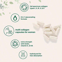 Multi Collagen Pills For Women & Men, 240 Capsules |   Type I, II, III, V, X - Hydrolyzed Collagen Peptides With Biotin, Hyaluronic Acid & Vitamin C |   Hair, Skin, Nail & Joint Support - Default Color