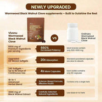VivoNu Ai Cao Hei Walnut Lilac Capsules, 6600mg Clean, Healthy, And Human Intestinal Protective Supplement, 18 In 1 Herbal Mix, Contains 240 Soft Capsules Of Pumpkin Seeds, Garlic, Oriole, Berberine, Cinnamon, And More - 1 Bag