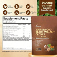 VivoNu Ai Cao Hei Walnut Lilac Capsules, 6600mg Clean, Healthy, And Human Intestinal Protective Supplement, 18 In 1 Herbal Mix, Contains 240 Soft Capsules Of Pumpkin Seeds, Garlic, Oriole, Berberine, Cinnamon, And More - 1 Bag