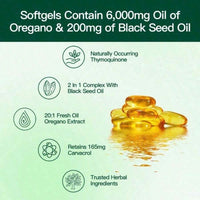 Oil Of Oregano Softgels With Black Seed Oil| Organic Formula With Carvacrol & Thymoquinone| Immune & Respiratory Support| Non-GMO|300 Capsules - Default Color