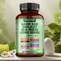 BUPORAI Soursop Shilajit Sea Moss Lion's Mane - Has Natural Antioxidant Properties To Boost Immunity And Support Cell Regeneration - 120pcs - Default Color