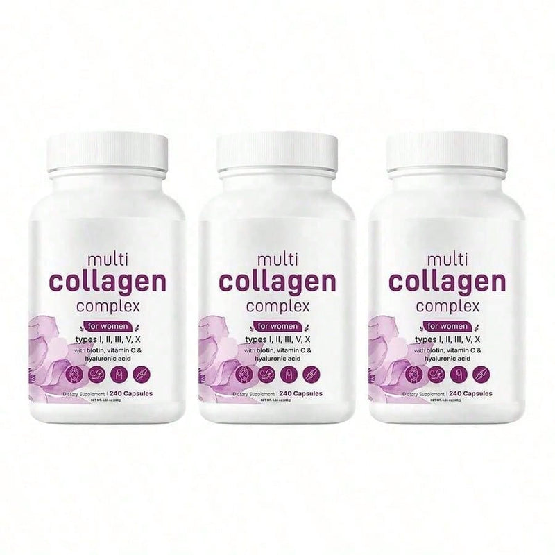 Multi Collagen Pills For Women & Men, 720 Capsules – Type I, II, III, V, X - Hydrolyzed Collagen Peptides With Biotin, Hyaluronic Acid & Vitamin C – Hair, Skin, Nail & Joint Support