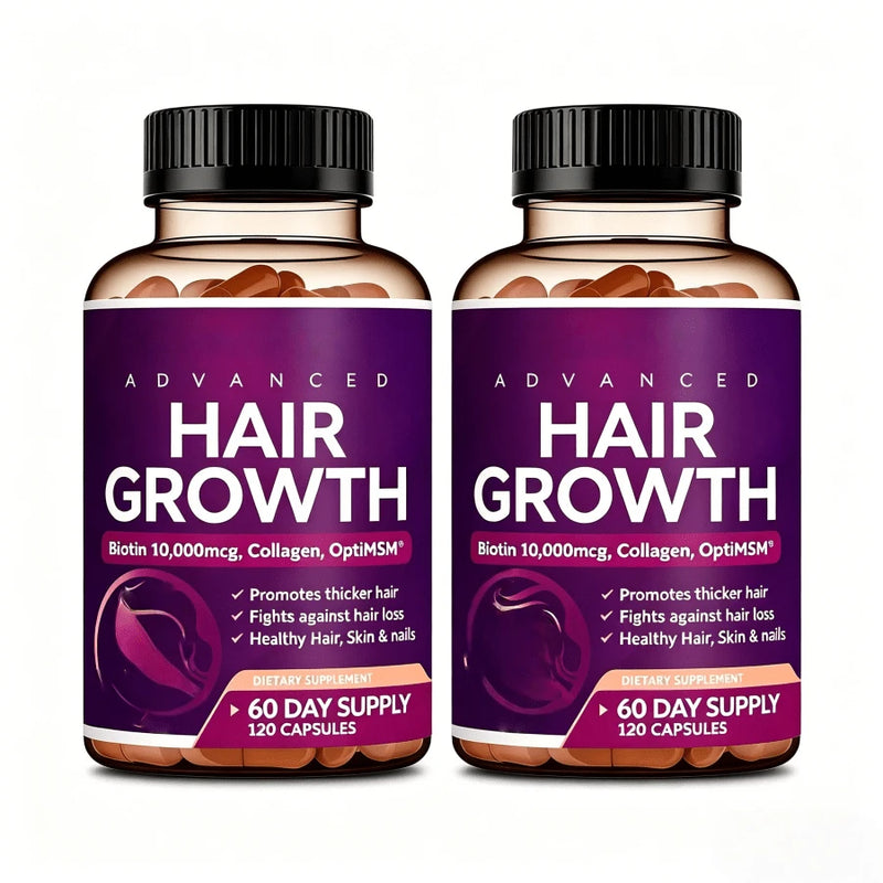 24-In-1 Advanced Hair Growth Vitamins |   Biotin 10,000mcg, Collagen, Patented OptiMSM, GoMCT, Saw Palmetto |   Naturally Regrow Stronger & Healthier Hair, Skin And Nails |   Stops Hair Loss |   60 Day Supply - Default Color