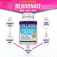 Toplux Multi Collagen Peptides Pills 1800 Mg Complex - Type I, II, III, V, X Premium Collagen Complex For Better Skin & Hair, Strong Joint, Hydrolyzed Protein, For Men Women, 90 Capsules, Supplement - Default Color