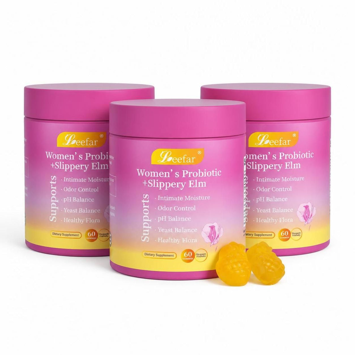 Women's Probiotics+Smooth Elm Moisturizing - Removes Odors - Balances Female PH Maintain A Healthy Microbiota – 3 Pack