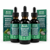 Vyxion Pure Soursop 10 In 1 Liquid Drops Extract - Seamoss, Moringa, Black Seed Oil, Turmeric, Oregano Liquid Drops For Immune System And Gut Health Support – 3 Pack