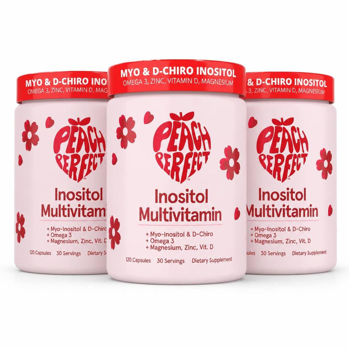 Inositol Powder Multivitamin Pink Lemonade Flavor – 4g Myo & D-Chiro Inositol, DIM, Zinc, Magnesium Glycinate, Vitamin D3 – Supports Women's Health, Cycle, Energy – 3 Pack