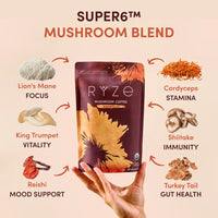 Mushroom Coffee With MCT Oil & 6 Adaptogenic Mushrooms, Turkey Tail, Shiitake, Lion's Mane Formula – 3 Pack